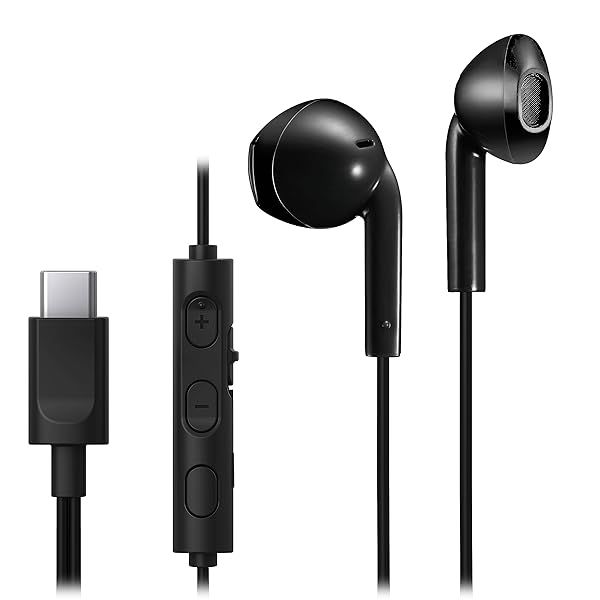 JVC HAFR17UCB USB-C Wired Earbuds: Delay-Free Gaming & Video, Noise-Reducing DAC, 10.7mm Neodymium Drivers - Black