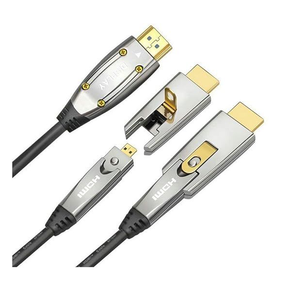 Jeirdus 50ft HDMI Fiber Optic Cable - 18Gbps 4K60Hz, Micro & Standard Connectors, Easy Routing