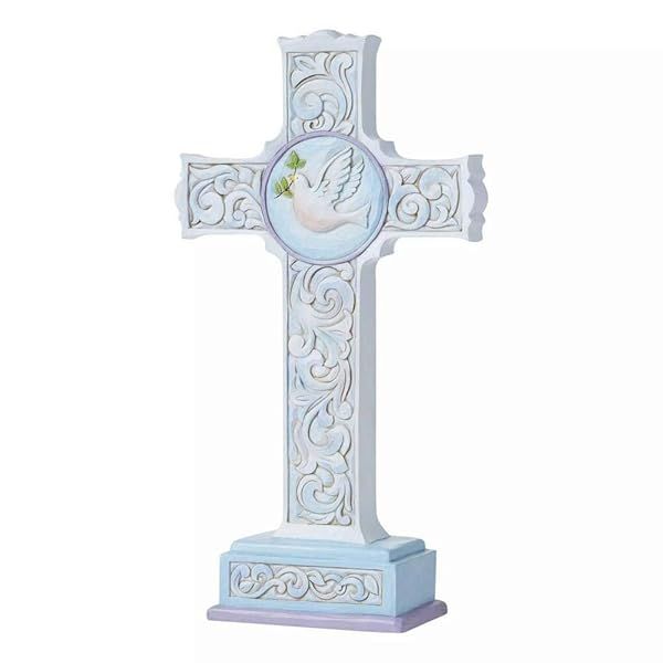 Jim Shore Heartwood Creek Two-Sided Easter Cross with Dove & Lily - 6008405 | Perfect Spring Decor