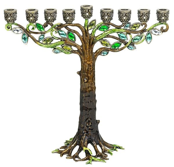 Olivia Riegel Hanukkah Menorah Tree of Life with Swarovski Crystals for Jewish Celebrations