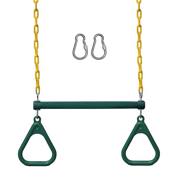 "Jungle Gym Kingdom Swing Sets: 18" Trapeze Bar & Heavy Duty Chain for Backyard Fun"