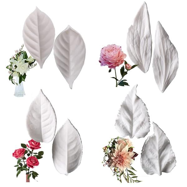 8Pcs KALAIEN Silicone Leaf Veiners for Fondant - Perfect for Rose, Peony & Lily Crafts