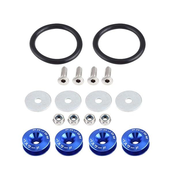 KIMISS Car Aluminium Alloy Bumper Holder Washer Bolt Engine Bay Dress Up Kit Quick Release Fastener Blue