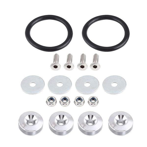 KIMISS Car Aluminium Alloy Bumper Holder Washer Bolt Engine Bay Dress Up Kit Quick Release Fastener Silver