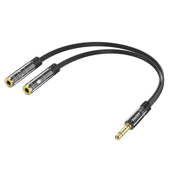 KINGTOP 3.5mm Headset Splitter Cable - Separate Audio & Mic Jacks for Headphones (Not for Dual Audio)