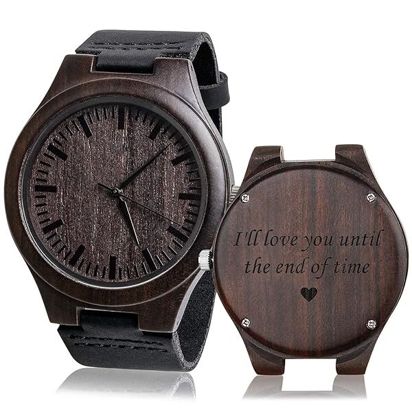 KOSTING Personalized Wood Wrist Watch for Men Unique Gift Ideas for Husband Best Gifts for Him