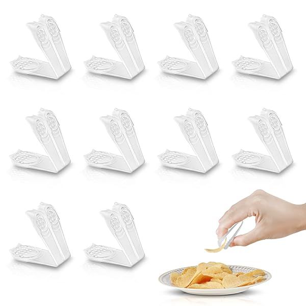 KSOPUERT 10-Pack Finger Clips & Tweezers: Reusable, Anti-Slip, High-Temp Resistant Chopsticks in Translucent White