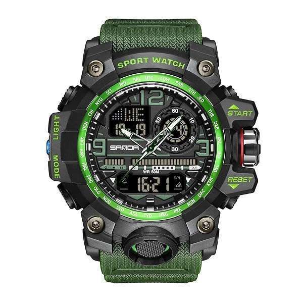 Shop KXAITO Men's Waterproof Military Watch - Multi-Function Sports LED Alarm & Stopwatch (3133_Green)