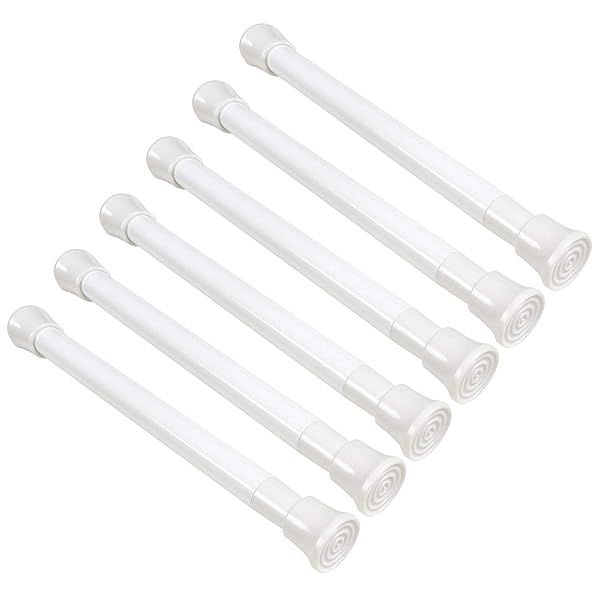 "Buy KXLIFE 6 Pack Spring Tension Curtain Rods - Adjustable 7-12" White Cupboard Bars"
