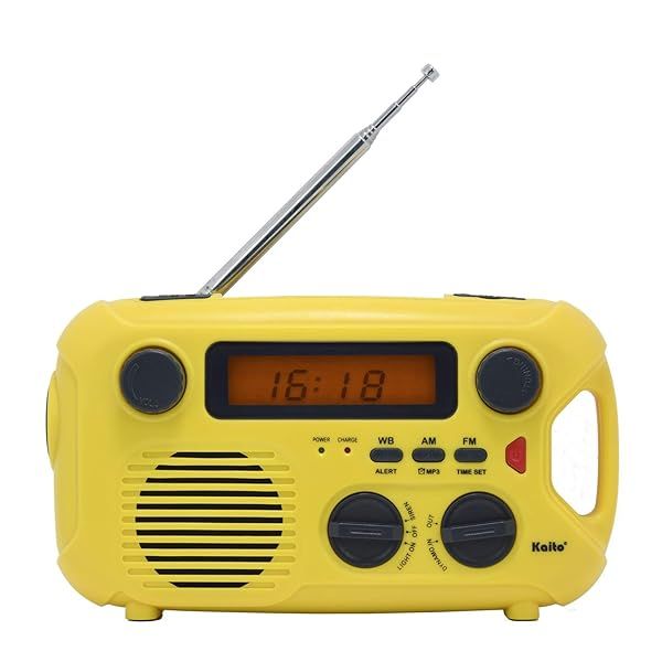 KA580 Emergency Radio: Solar, Dynamo, AM/FM & NOAA Alerts, MP3 Player & Phone Charger - Essential Survival Gear (Yellow)