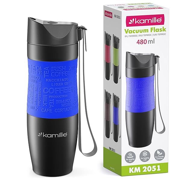 Kamille Coffee Tumbler Stainless Steel Travel Mug Double Wall Insulated Cup for Hot and Cold Drinks 16oz