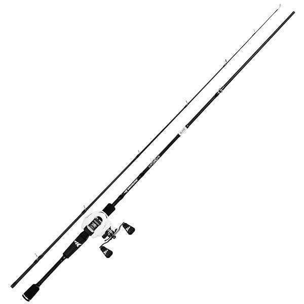 "KastKing Crixus 6'6" Baitcasting Rod & Reel Combo - Medium Heavy, Right-Handed, 2-Piece Fishing Gear"