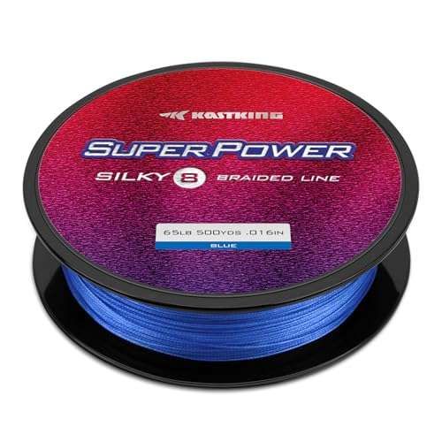 KastKing Superpower Silky8 Braided Fishing Line - 40LB, 300Yds, Blue, 8 Strand for Ultimate Strength & Performance