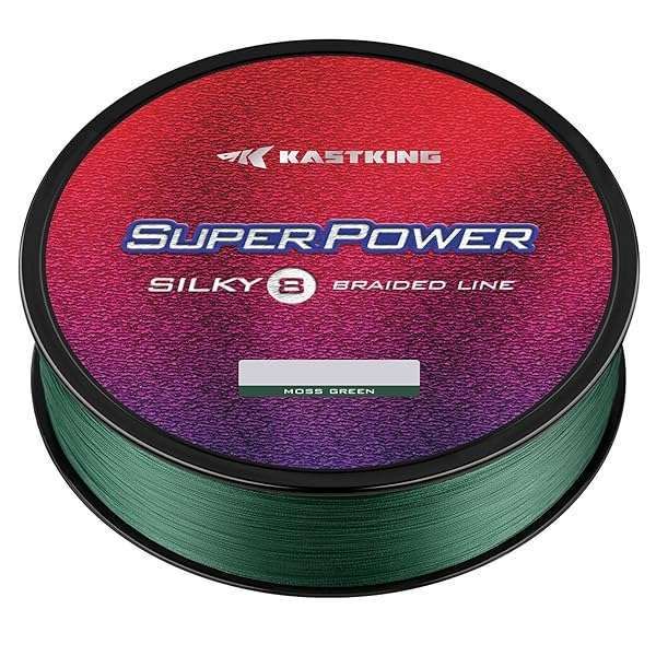 KastKing Superpower Silky8 Braided Fishing Line 40LB 300Yds - Moss Green, 8 Strand for Ultimate Strength & Performance