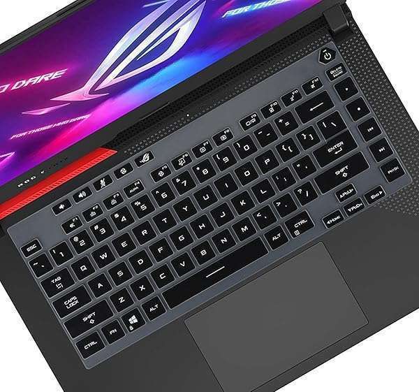 "Keyboard Cover Skin for 2021 ASUS ROG Strix G15 G513QR - Black Protective Skin for 15.6" Gaming Laptop"