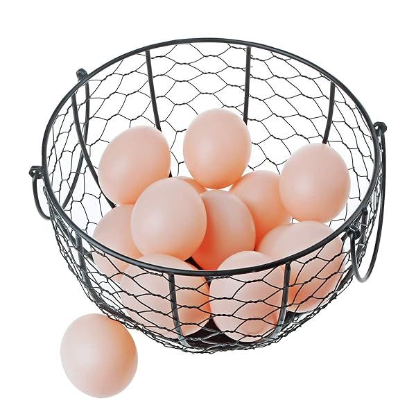 Metal Wire Egg Basket with Cover - Stylish Kitchen Storage Organizer for Fresh Eggs