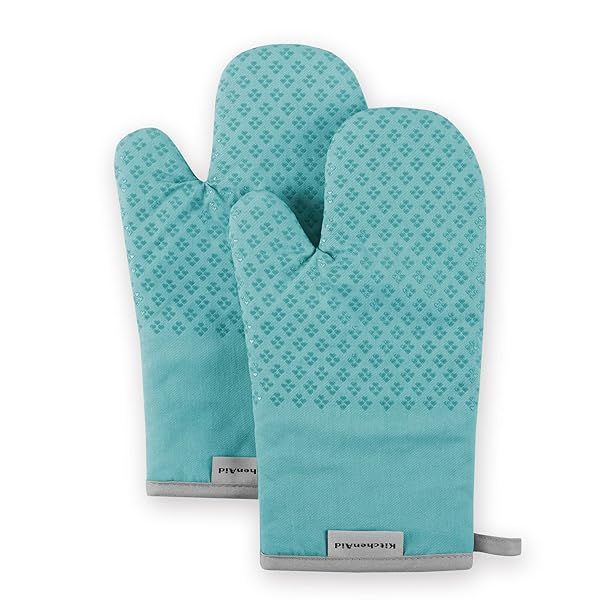 "Shop KitchenAid Asteroid Oven Mitt Set - Aqua Sky, 2 Piece, 7"x12.5" for Ultimate Kitchen Protection!"
