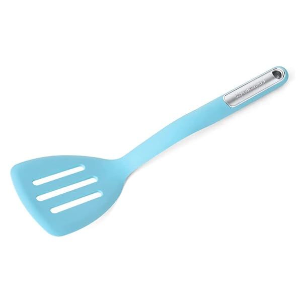 "KitchenAid Classic Slotted Turner 13.5" - Aqua Color, Durable & Versatile Kitchen Tool"
