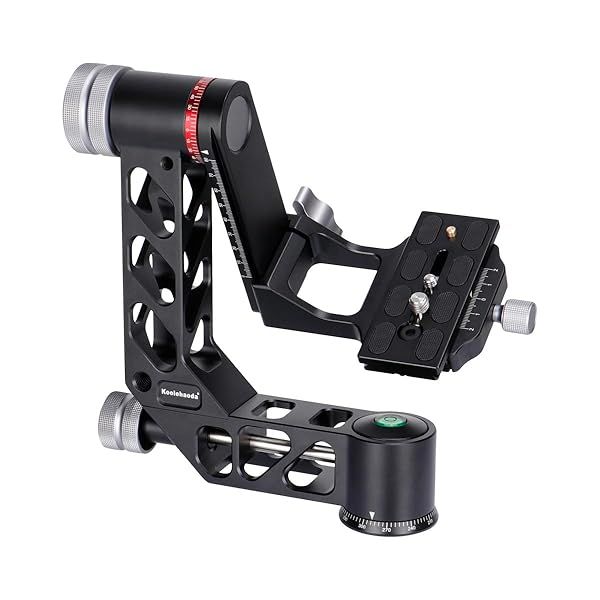 Koolehaoda Gimbal Tripod Head Professional 360° Panoramic Shooting Gimbal Head Heavy Duty CNC Aluminum Alloy with Arca Type Quick Release Plate for DSLR Cameras Up to 55lbs/25kg?GH-3?
