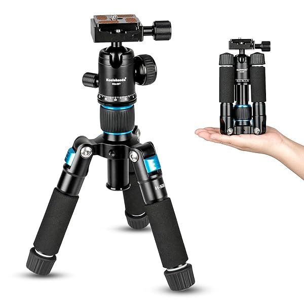 Koolehaoda Portable Mini Tripod Aluminum Alloy Tabletop Tripod Height 20 inch / 51cm with 360 Degree Ball Head and Bag for DSLR Camera, Video Camcorder.Load up to 11lbs / 5kg - (Blue)