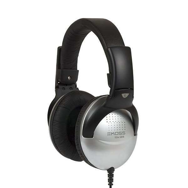 Buy Koss UR29 Collapsible Portable Headphones - Stylish Black & Silver Design