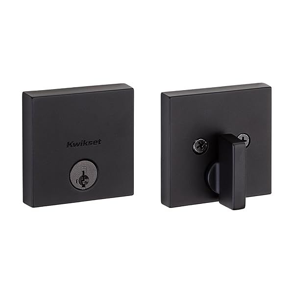 Kwikset Downtown Matte Black Deadbolt Lock: Keyed Security, Pick Resistant, SmartKey & Microban Protection