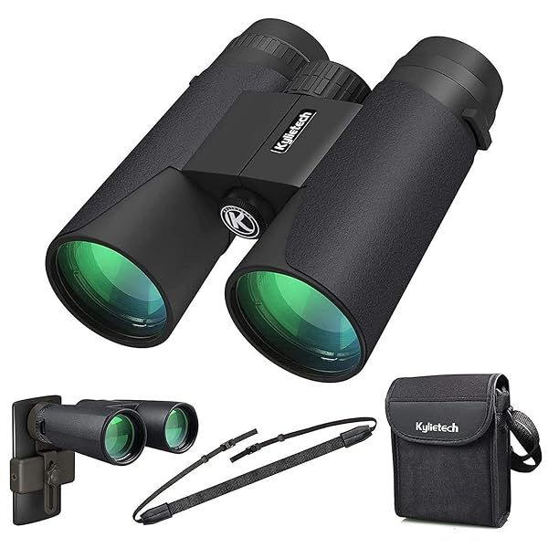 Kylietech 12X42 Binoculars with Phone Adapter - HD Waterproof, Compact for Bird Watching, Hunting & Sports
