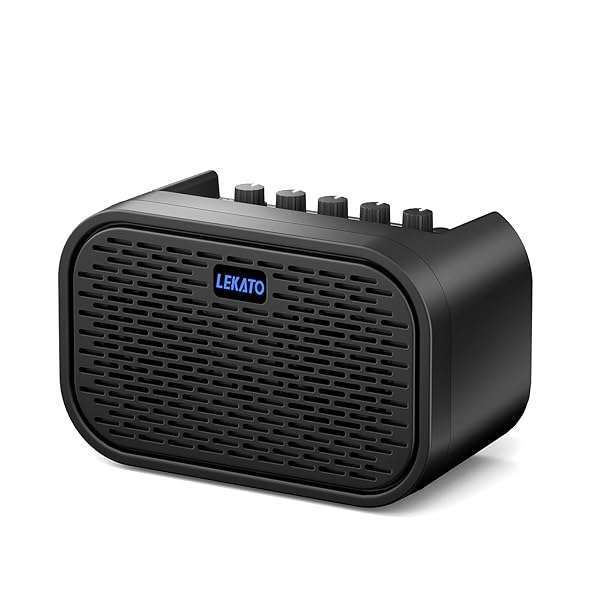 LEKATO 10W Mini Electric Guitar Amp: Bluetooth, Distortion, Clean, Delay & EQ for Travel & Practice