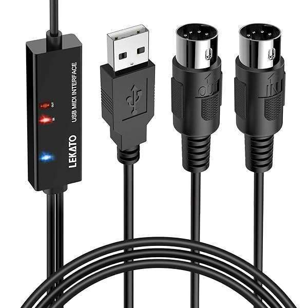 LEKATO 6.5Ft USB MIDI Cable for Keyboard & Synth - Easy Connect for Editing & Recording on Windows & Mac