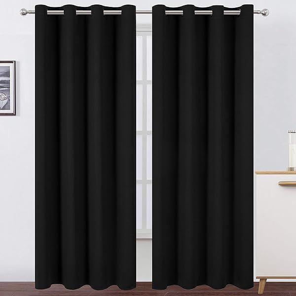 LEMOMO Blackout Curtains Set of 2 Panels 66 x 95 inch Thermal Insulated Room Darkening Curtains for Bedroom