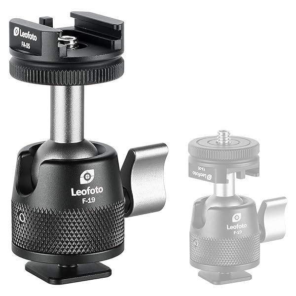 "LEOFOTO F-19 Mini 19mm Long Neck Ball Head: Cold Shoe & 1/4" Mount for Perfect Photography"