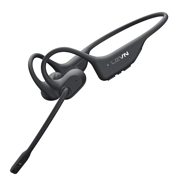 LEVN Open Ear Headphones with Mic Bluetooth 5.3 AI Noise Cancelling Sweatproof Wireless Headset for Work Running and Workouts