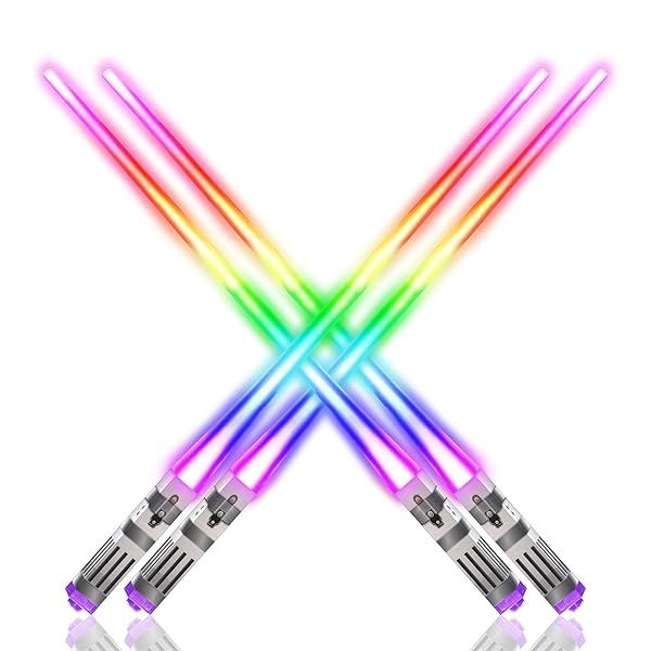 Light Up Your Sushi: LED Lightsaber Chopsticks - 8 Color Modes, Reusable & Fun for Star Wars Fans - 2 Pairs