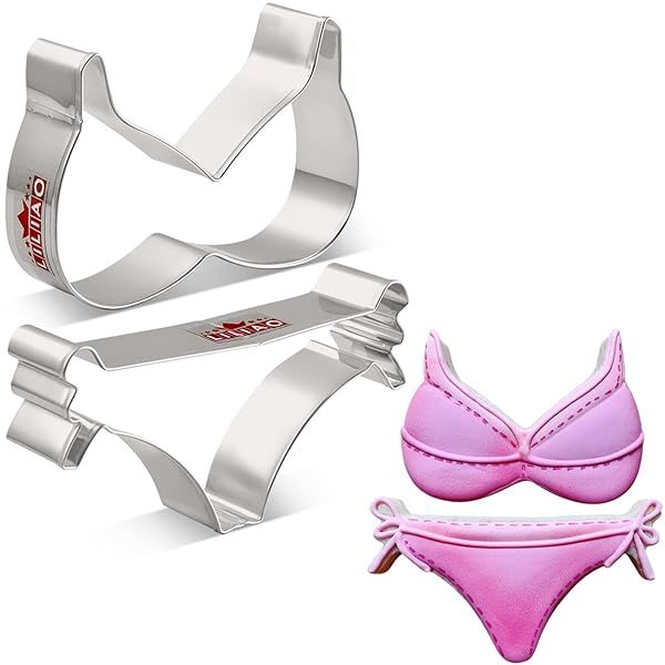 LILIAO Summer Fun Bikini Bathing Suit Cookie Cutter Set 2-Pc Stainless Steel Biscuit Cutters for Baking and Parties