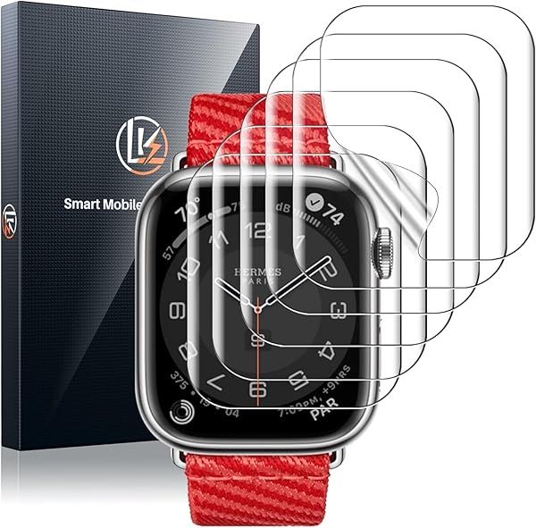 LK 6 Pack Apple Watch 45mm Screen Protector - Anti-Scratch, Bubble Free, HD Transparent, Touch Sensitive for Series 9, 8, 7