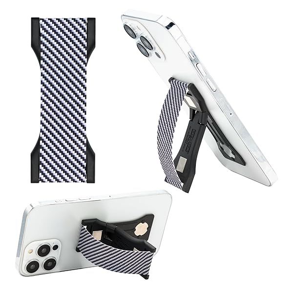 LOVEHANDLE PRO: Premium Silicone Phone Grip & Magnetic Kickstand for Smartphones & Tablets - Carbon Fiber Design