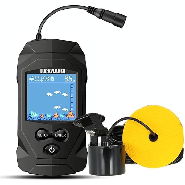 LUCKYLAKER Portable Handheld Fish Finder Depth Sonar for Ice Fishing and Water Boat Use with Wired Transducer