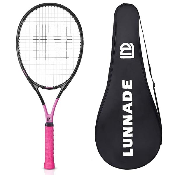 "Buy LUNNADE 27" Adult Tennis Racket - Lightweight Carbon Fiber, Shockproof, Pre-Strung for Beginners & Intermediate Players"