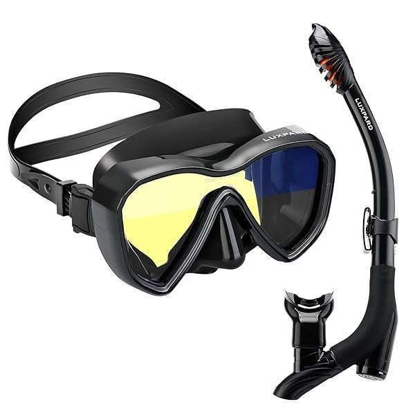 Buy LUXPARD Snorkel Set: Anti-Fog Mask & Dry Snorkel Tube for Adults - Complete Snorkeling Gear with Kit Bag (Black)