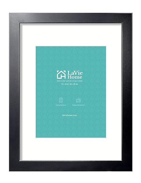 LaVie Home 14x18 White Poster Frame for 12x16 Pictures with Mat or 14x18 Without Mat Sturdy Design Polished Plexiglass Horizontal Vertical Format