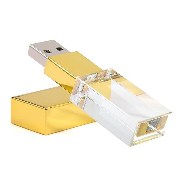 Laak 32GB Crystal Transparent Rectangle USB Flash Drive 3.0 Wedding Gift Pendrive Gold