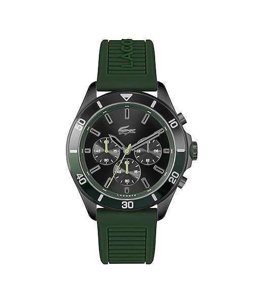 Lacoste Men's Green Stainless Steel Quartz Watch with Silicone Strap - Model 2011153