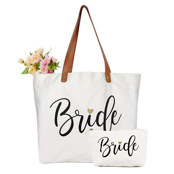 Elegant Lamyba Bride Bag & Makeup Bag Set - Perfect Bridal Shower Gifts for Brides to Be