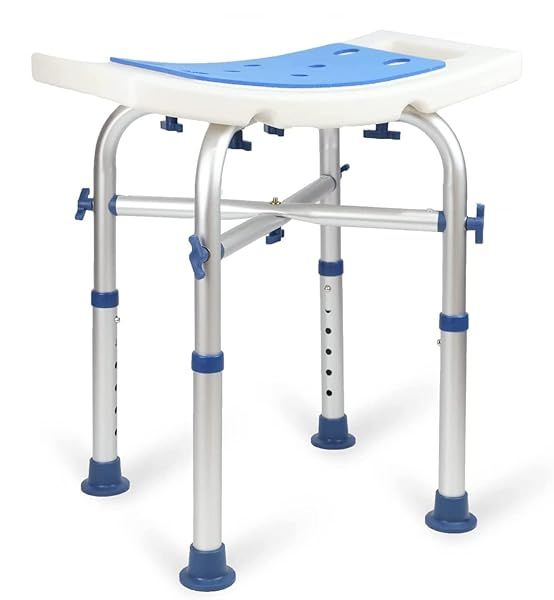 LandTale Heavy Duty Shower Stool 500Lbs Tool-Free Assembly Anti-Slip Adjustable Bath Chair for Elderly Senior Handicap Disabled