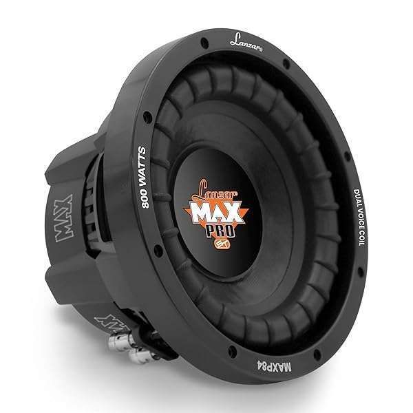 MAXP84 Lanzar 8-Inch Car Subwoofer: 800W Power, Foam Edge, 4 Ohm, Black Cone for Superior Vehicle Audio