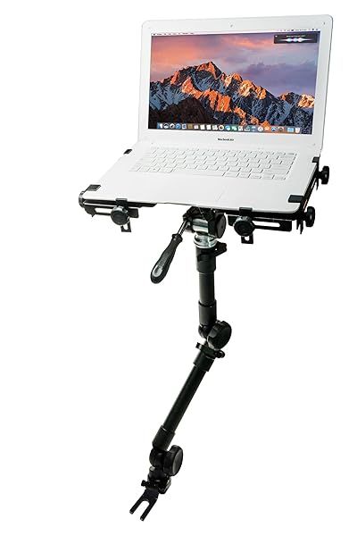 Laptop Vehicle Mount – CTA Premium Drill-Free Laptop Mount with Telescoping Height-Adjustable Arm Segments and 360-Degree Rotation – Compatible with Any Laptop 10.125-14.875" in Width (AUT-MFVM)