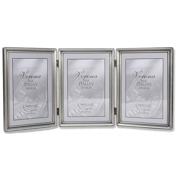 Lawrence Frames 5x7 Triple Bead Border Design in Pewter - Elegant Photo Display