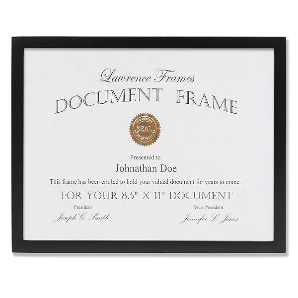 Lawrence Frames Black Wood Certificate Picture Frame - 8.5x11 Gallery Collection