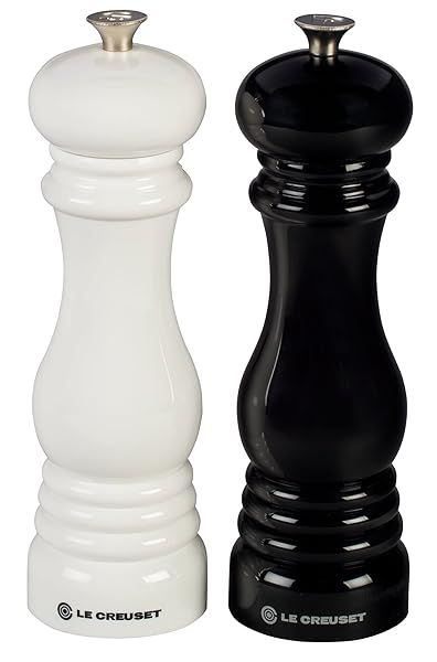 "Le Creuset 8" Salt and Pepper Mill Set - Stylish Black & White Kitchen Essential"