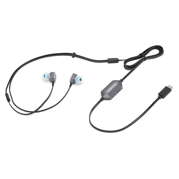 Lenovo Legion RGB Gaming In-Ear Headphones USB-C E510 with 7.1 Surround Sound Hi-Res Audio and In-Line Controller for PC Tablet Phone